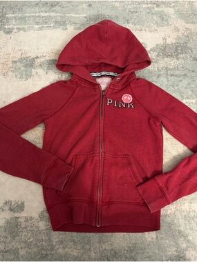 PINK Victoria's Secret FSU Deep Red Zip Hoodie  Sz Sm